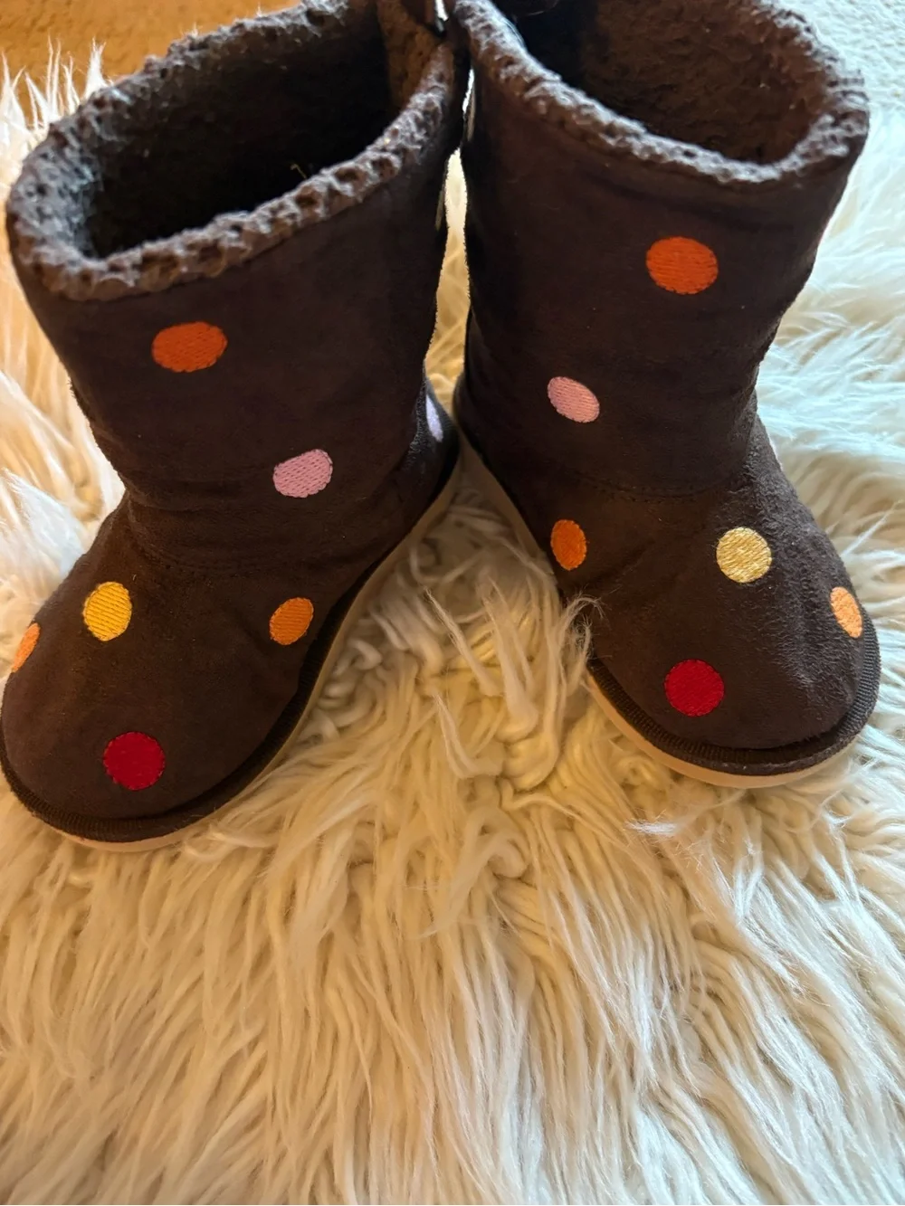 Gymboree Fall For Monkeys Sz 5 Toddler Brown Polka Dot Fall Boots 12-18 mths